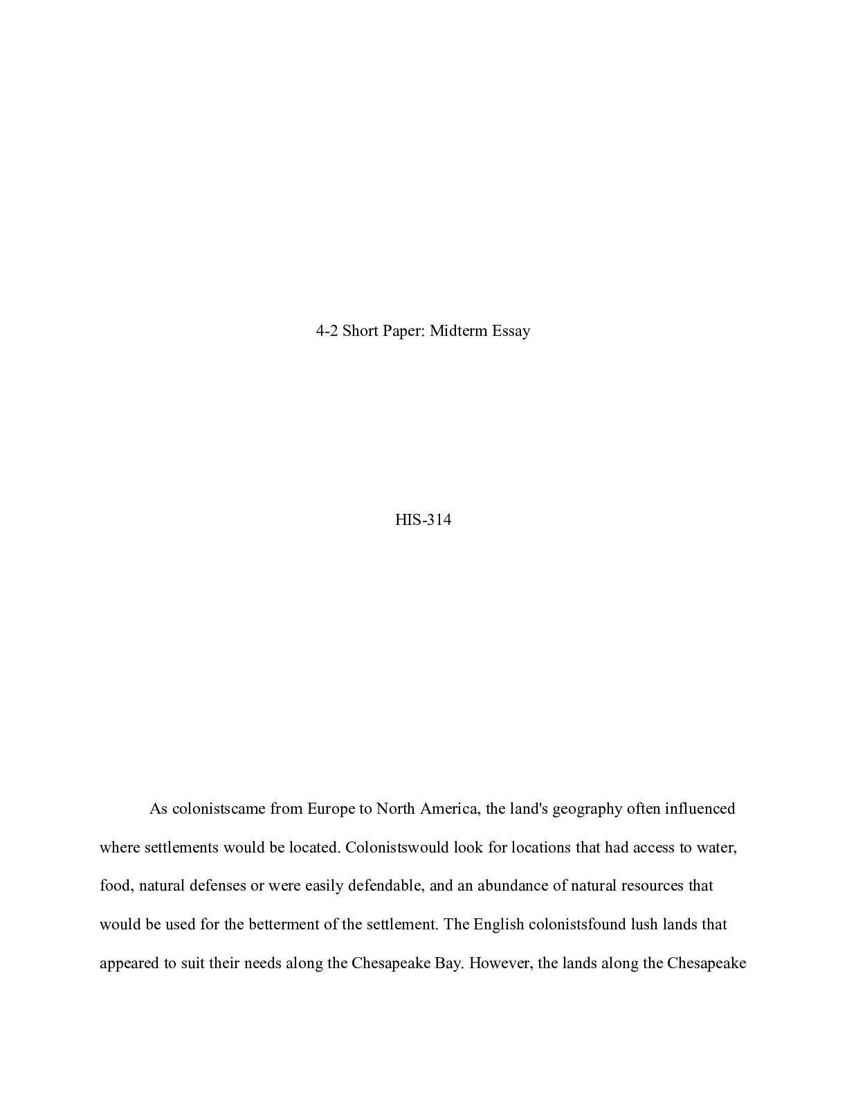 Preview image for HIS 314   4 2 Short Paper Midterm Essay.docx    4-2 Short Paper: Midterm Essay  HIS-314  A
